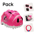 Laad afbeelding in Galerij weergave, Crazy Safety Product bundle: Pink dino bike helmet, protective gear, lock, and cycling gloves for kids.