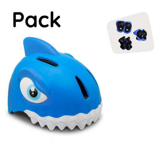 Product bundle: Blue shark Bicycle Helmet & Protective Gear for Children