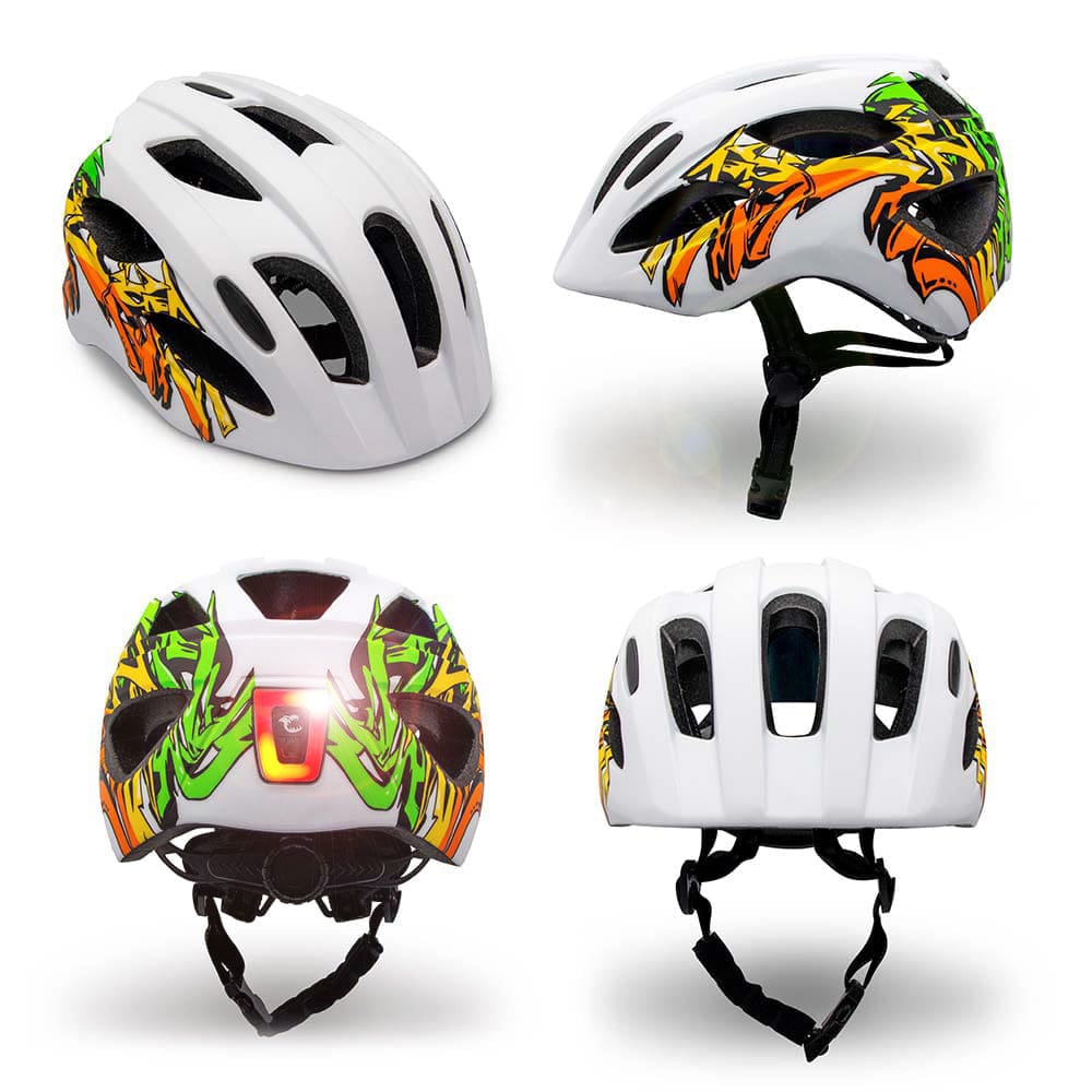 Crazy Safety Bicycle helmet Graffiti Splash children's helmet with light