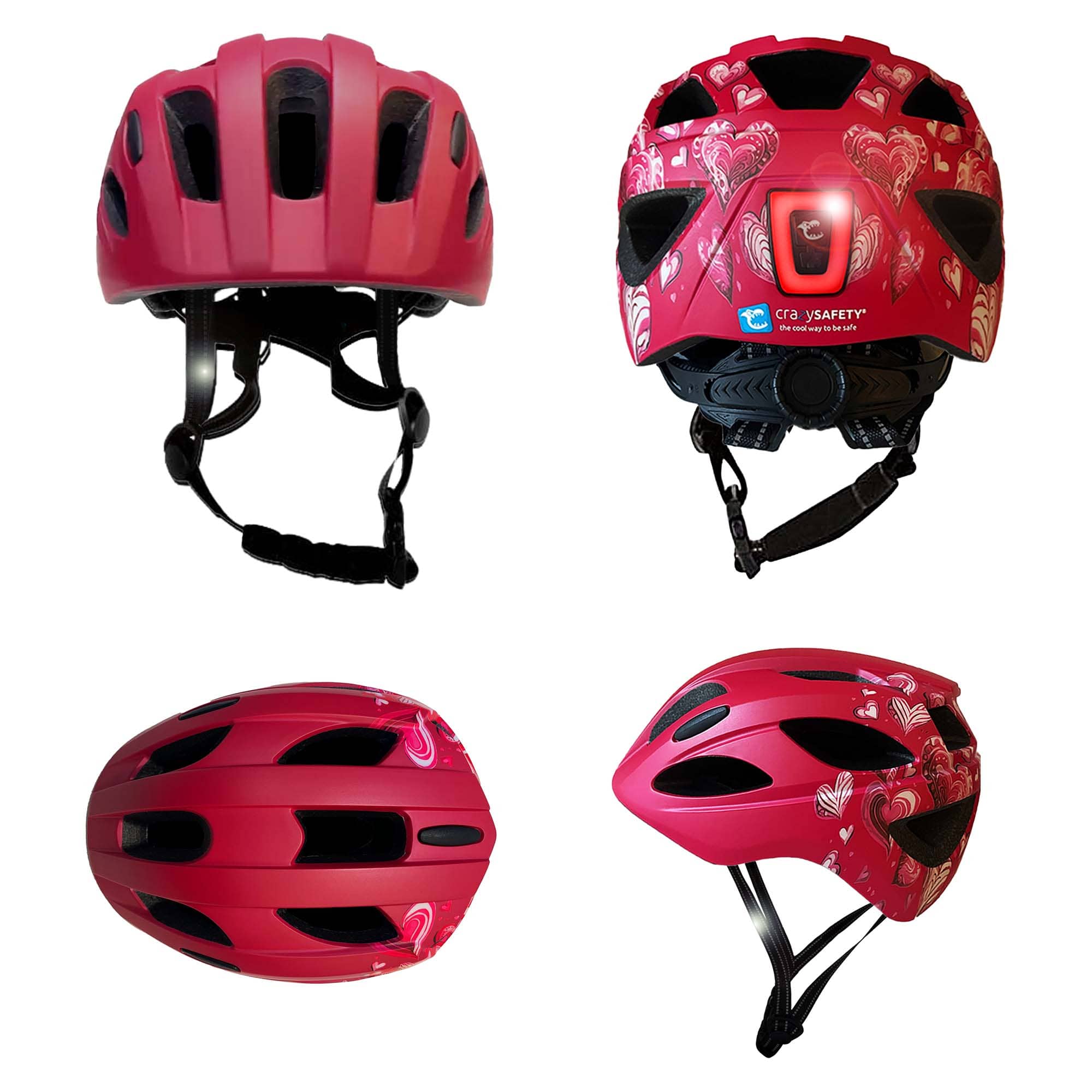 Crazy Safety Bicycle helmet Heartbeat Stripes children's helmet with light