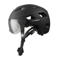 Charger l'image dans la visionneuse de la galerie, Crazy Safety Bicycle helmet Matte black / M/L (55-61cm) OAK E-Bike bicycle helmet with UV visor, LED lights, reflective straps, and Fidlock buckle
