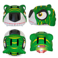 Laad afbeelding in Galerij weergave, Crazy Safety Bicycle helmet Product bundle: Green tiger bike helmet, cycling gloves, lock, and tiger bell for children
