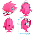 Laad afbeelding in Galerij weergave, Crazy Safety Bicycle helmet Product bundle: Pink Shark Bicycle Helmet, Shark Backpack, Shark Cycling Gloves, and Shark Ring Bell for Children
