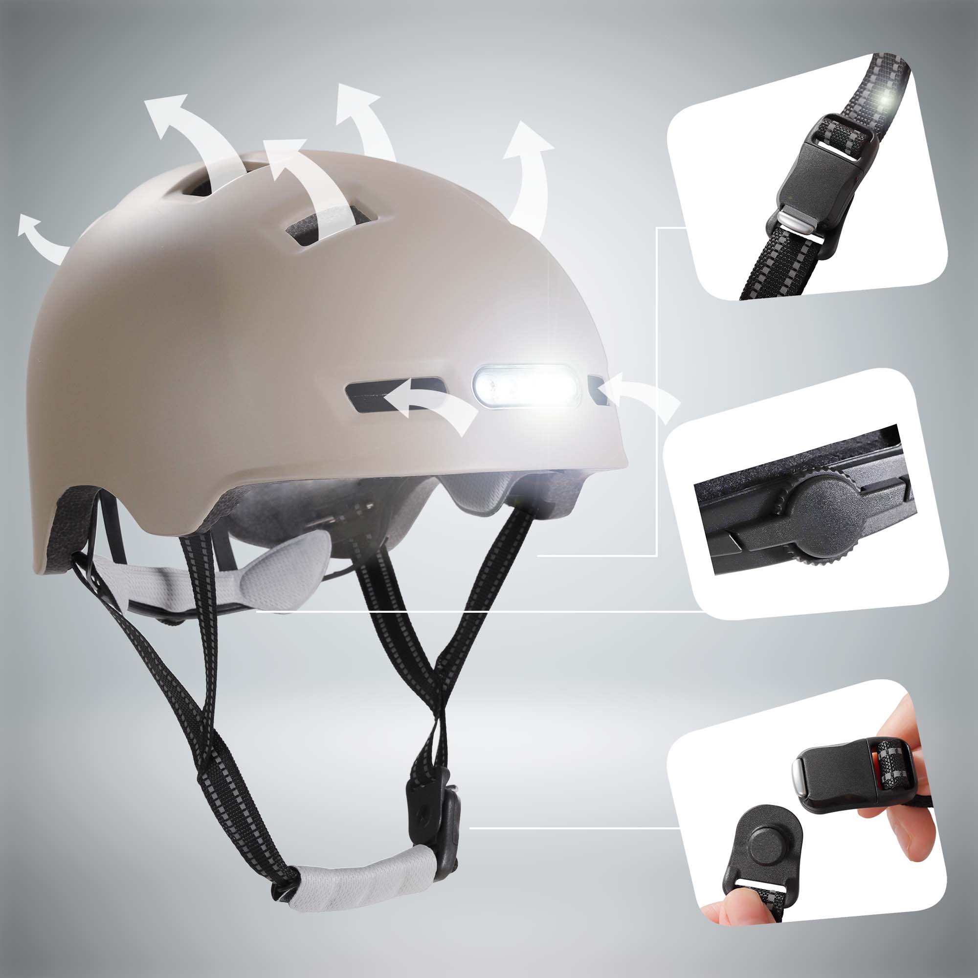 Crazy Safety Bicycle helmet Vertigo urban bicycle helmet with front and rear lights